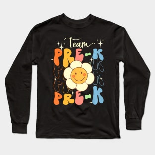 Smile Face First Day Of Team Prek Back To School Groovy Long Sleeve T-Shirt